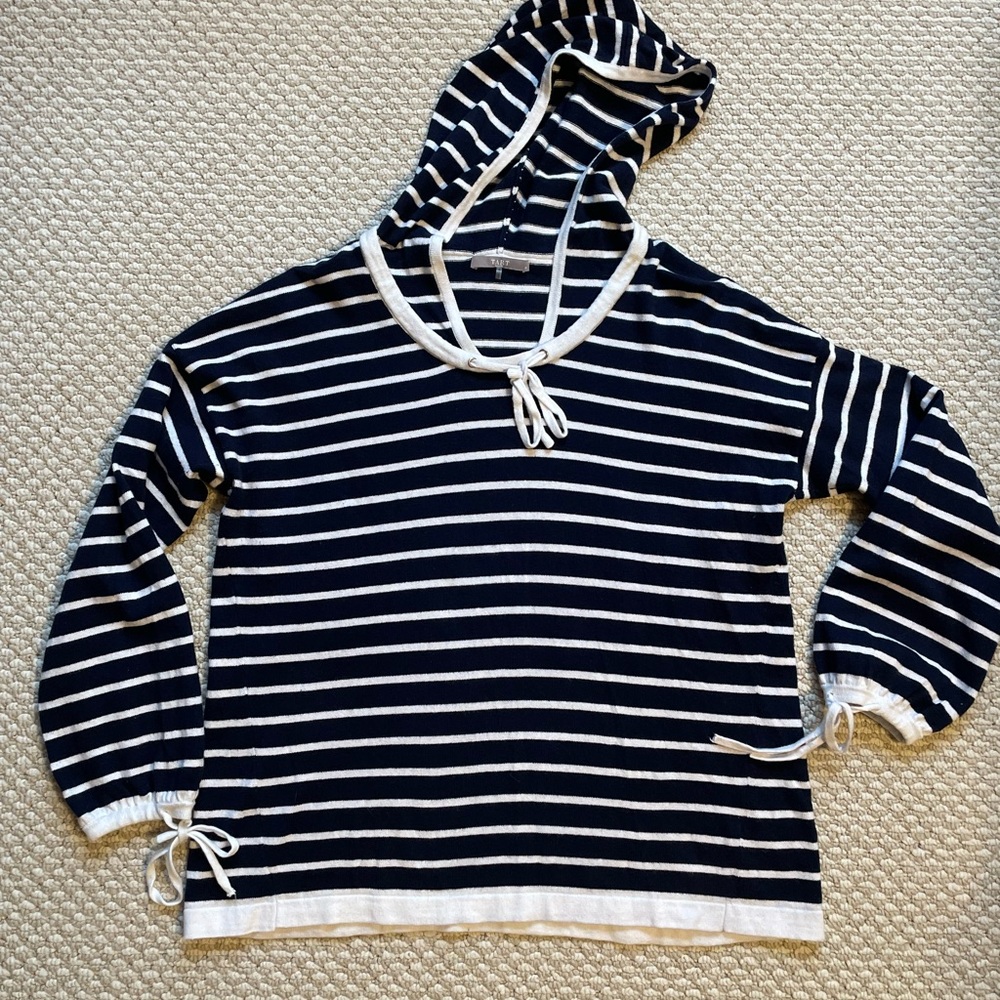 TART Navy and White Striped Hoodie cotton/cashmere Size M pre-owned